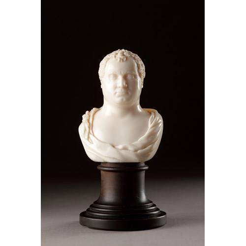 English Regency ‘After the Antique’ Carved Ivory Bust of the Emperor Titus
